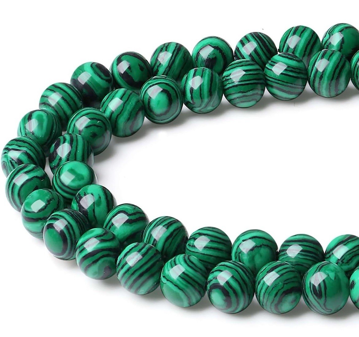 Natural 8mm Malachite Stone Beaded Bracelet Green Gemstone Stretchy – Free Ship