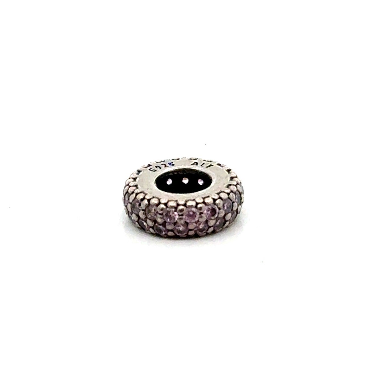 Pandora ALE 925 Sterling Silver Pink CZ Pavé Stone Spacer Charm, 1.0g