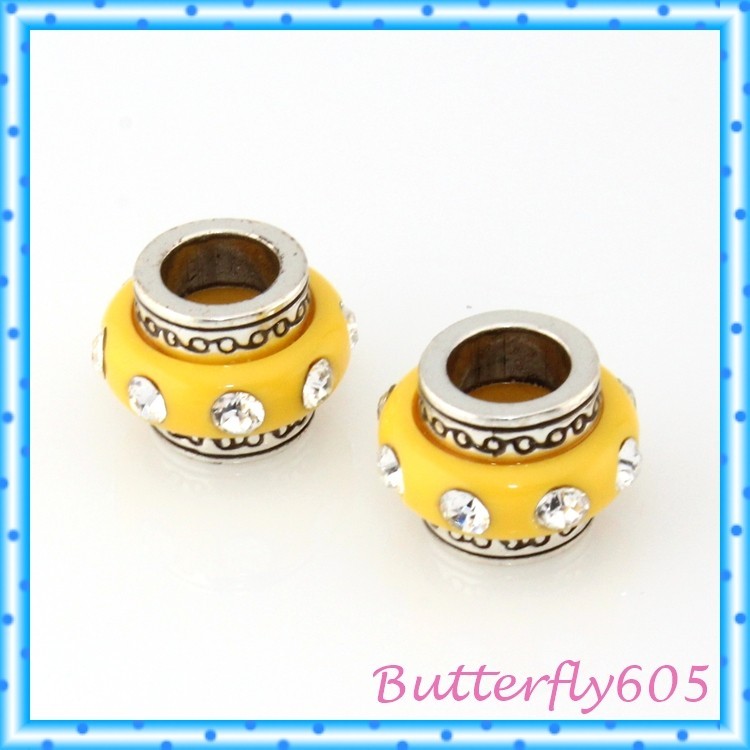 Brighton Dazzle Yellow Silver Crystal Round Spacers Beads Lot of 2 Set