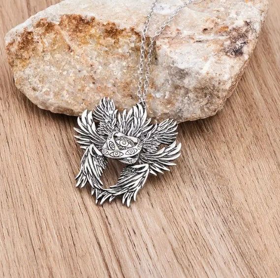 Evil-Eye Seraphim Jewelry Vintage Silver Look Nazar Hamsa Pendant Necklace