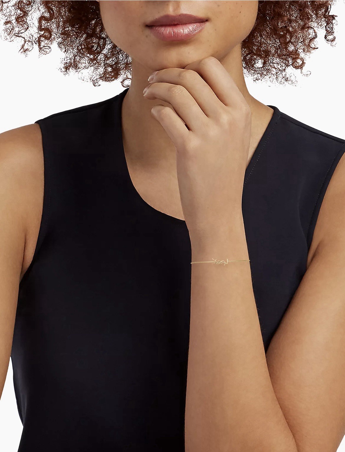 YSL Saint Laurent Opyum Charm Bracelet Brass Metal Gold $395 in Saks Size M NWT