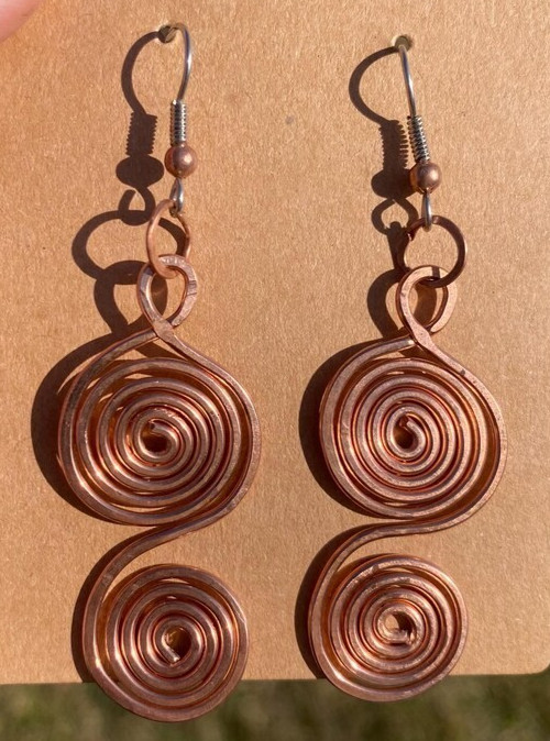 1 Pair Pure Copper Healing Spiral Hook Earrings, Jewelry Spiritual Kriya