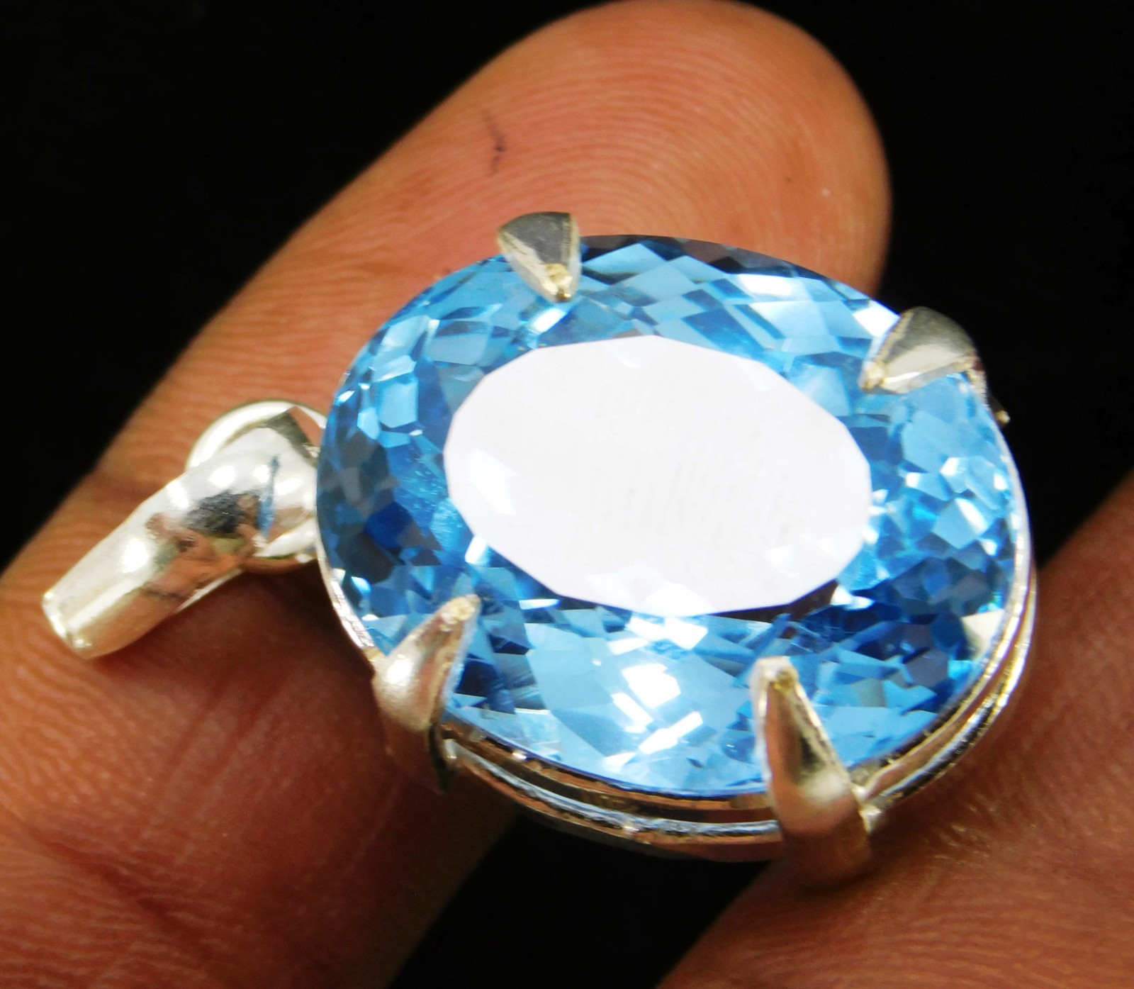Natural 55.30 CT Certified Blue Sapphire Loose Gemstone Pendant 925 Solid Silver