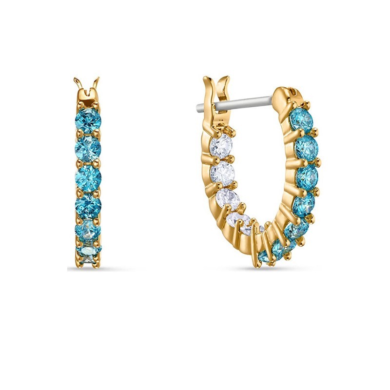 New Swarovski C-Shaped Half-Circle Earrings Pavé Yellow White Blue Diamond