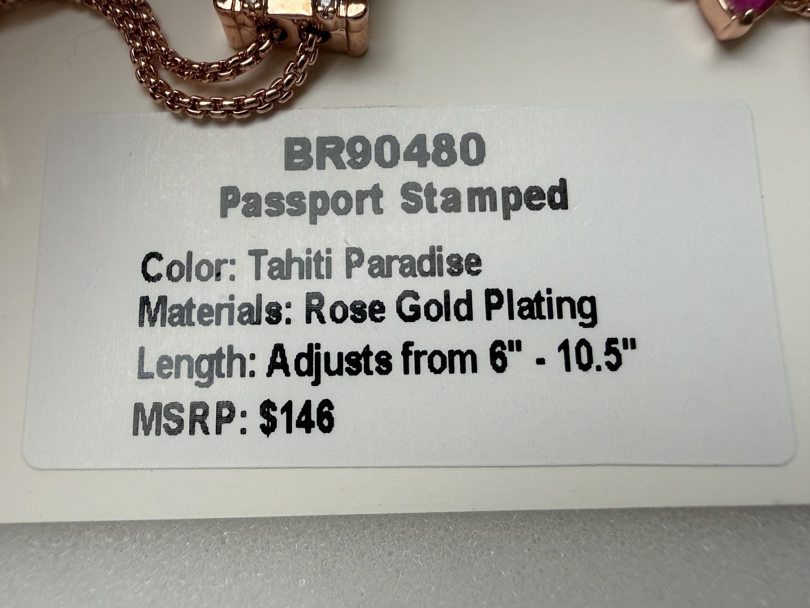 Bomb Party Jewel Candy Bracelet BR90480 Passport Stamped Tahiti Paradise Rose RG