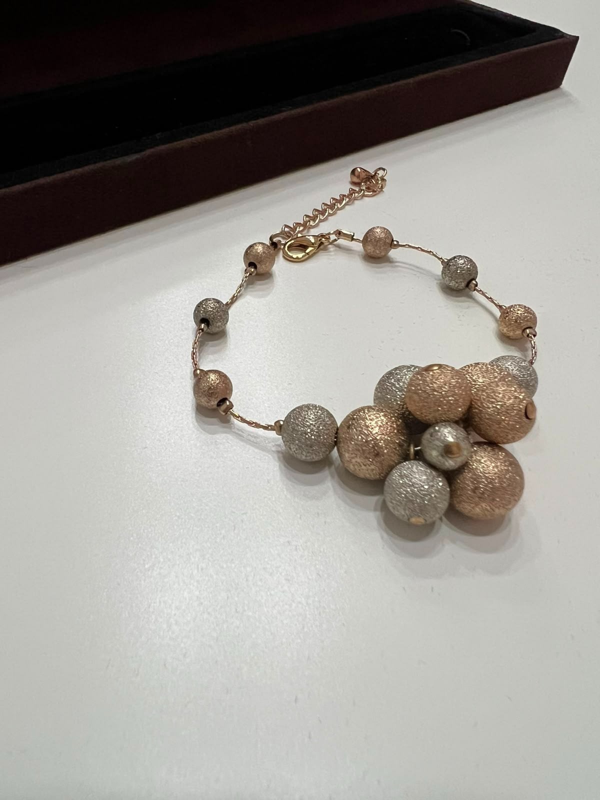 Vintage Beaded Bracelet Gold Silver Textured Beads Fashion Jewelry Accessory 10Y