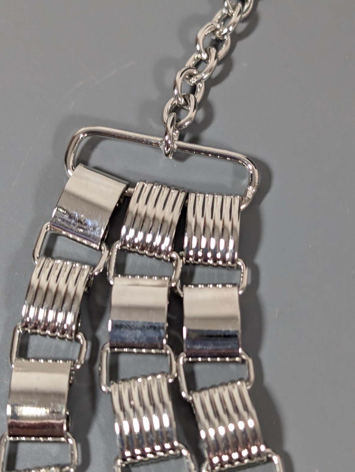 Worthington Silver Tone Triple Book Chain Layer Statement Necklace 17 in