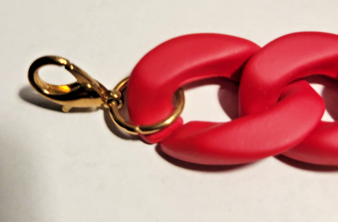 Chunky Red Chain Necklace Statement Link Acrylic Plastic Bold Fashion Jewelry