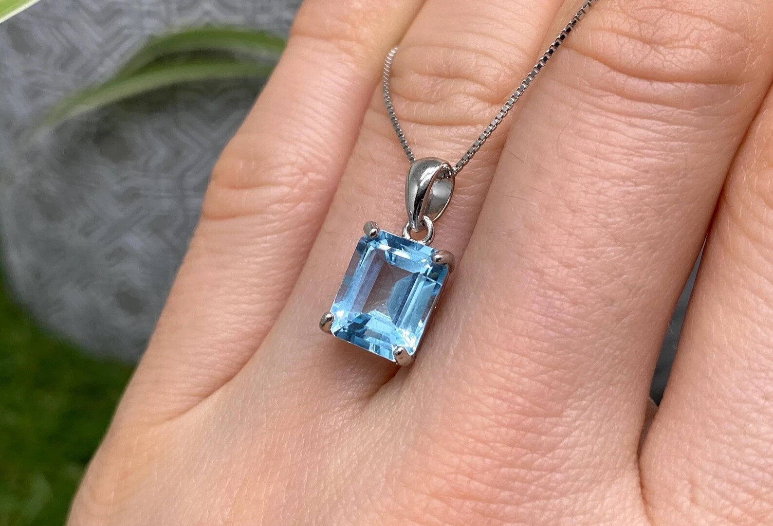20.98 Ct Santa Maria Aquamarine Emerald Cut Pendant 925 Silver Jewelry Necklace