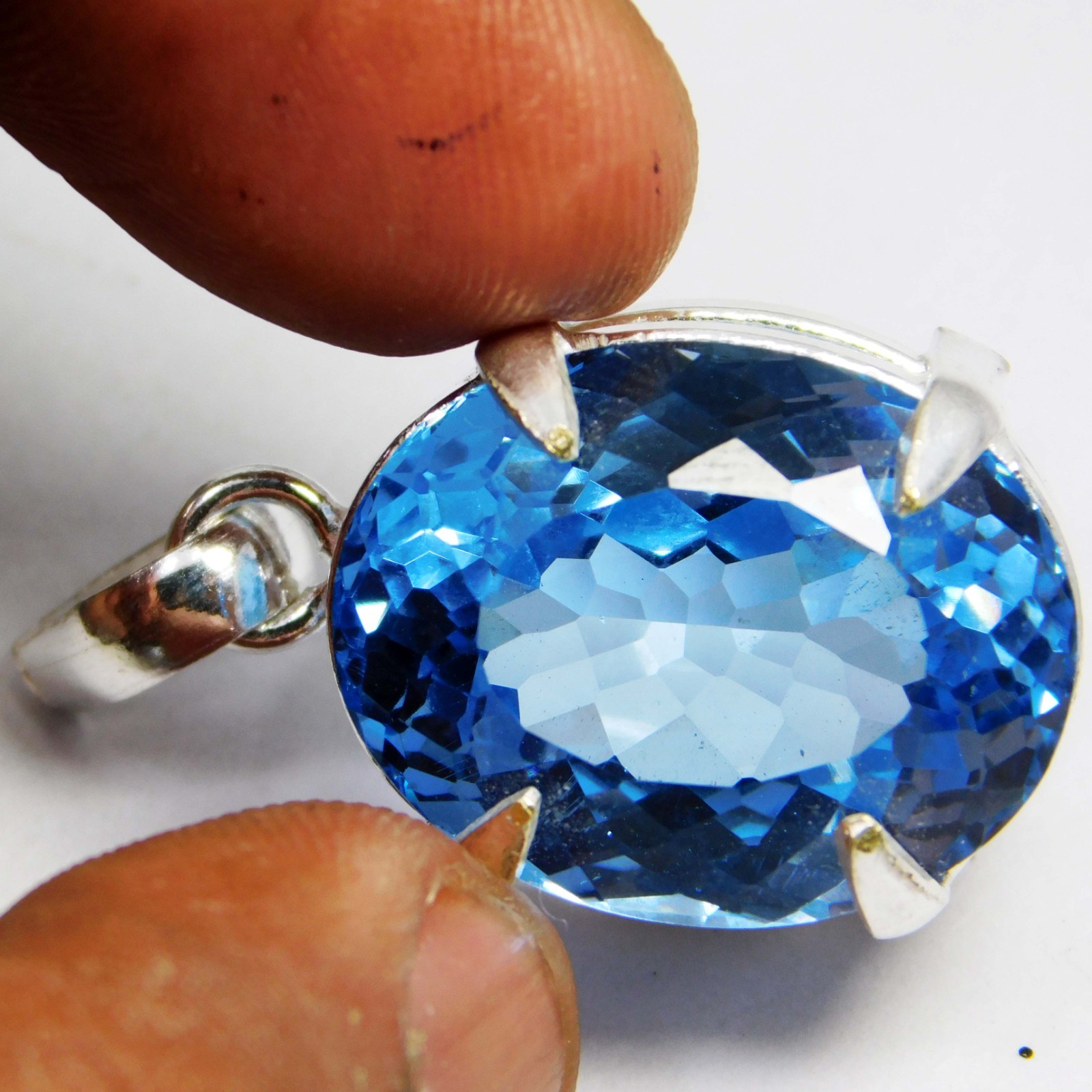 Natural 55.30 CT Certified Blue Sapphire Loose Gemstone Pendant 925 Solid Silver
