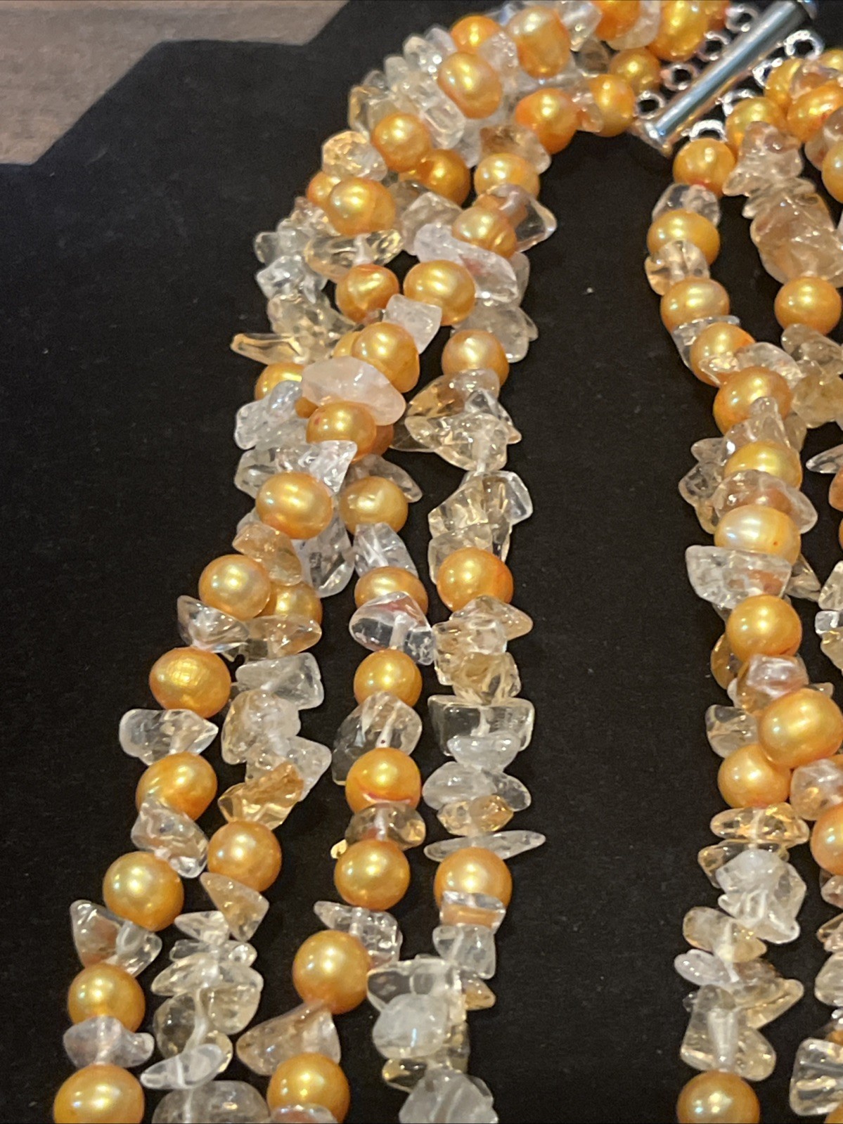 Ross Simons Sterling Silver 925 Necklace Torsade Baroque Pearls Citrine Quartz