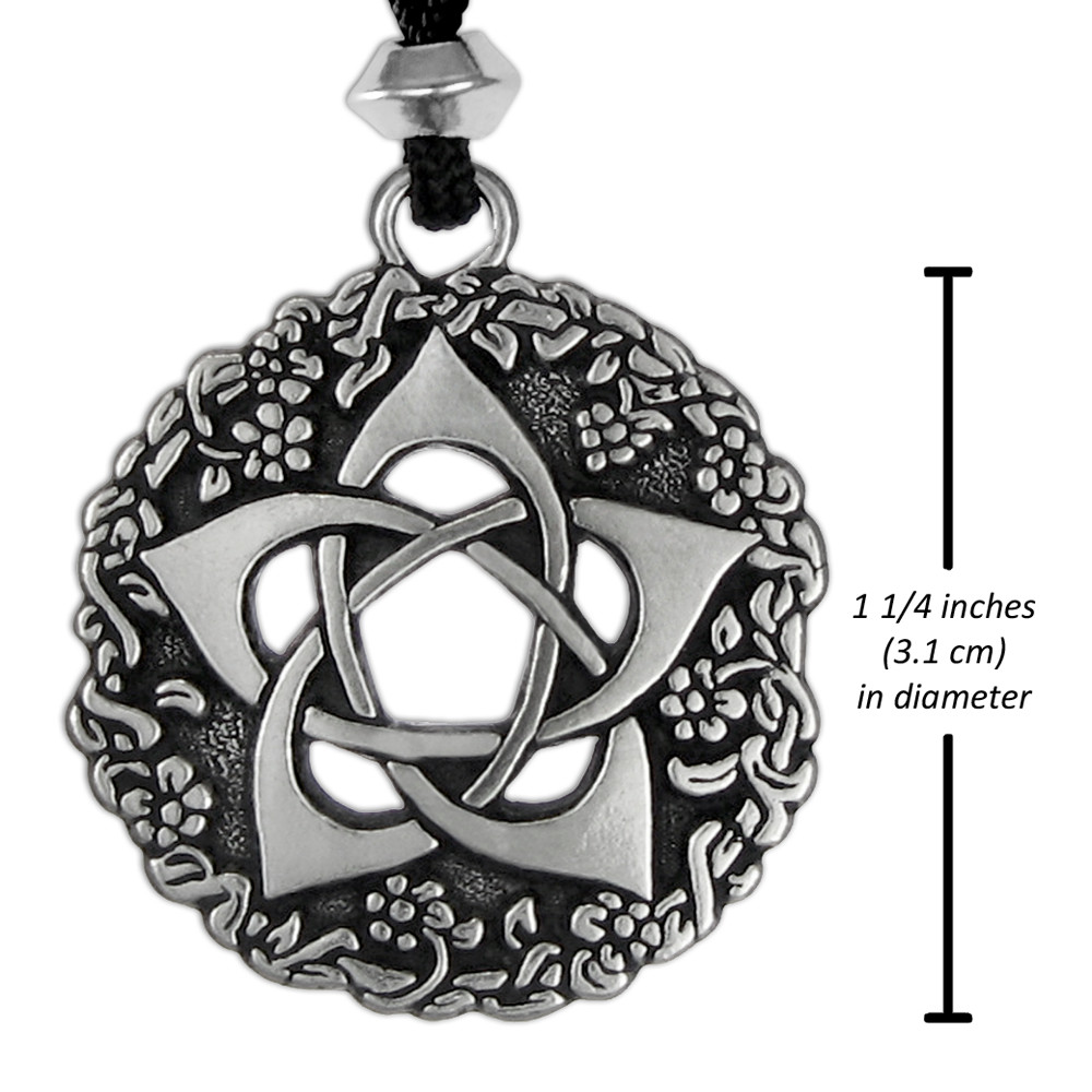 Pewter Pentacle of the Goddess Pentagram Flower Wicca Wiccan Witch Necklace