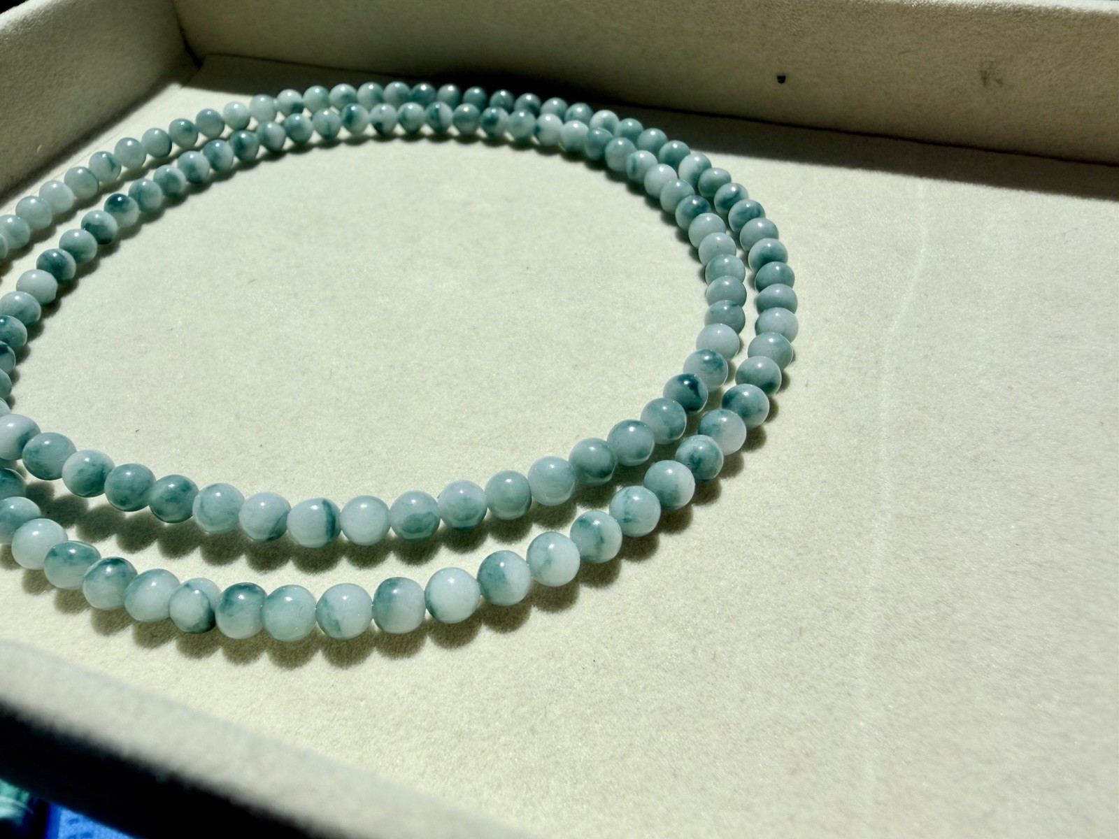 Burma jadeite necklace 4.7m blue Sky White Cloud type A Burmese Jade 翡翠蓝天白云