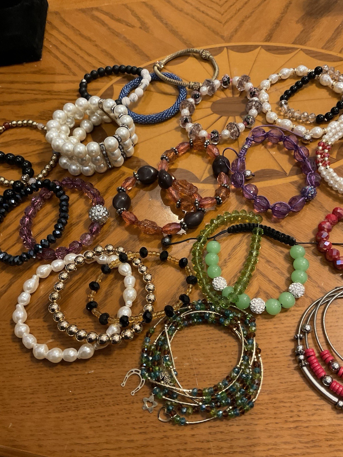Lot of 38 Bracelets – Stretch Beaded, Wire Wrap, Multicolor, Mixed Materials
