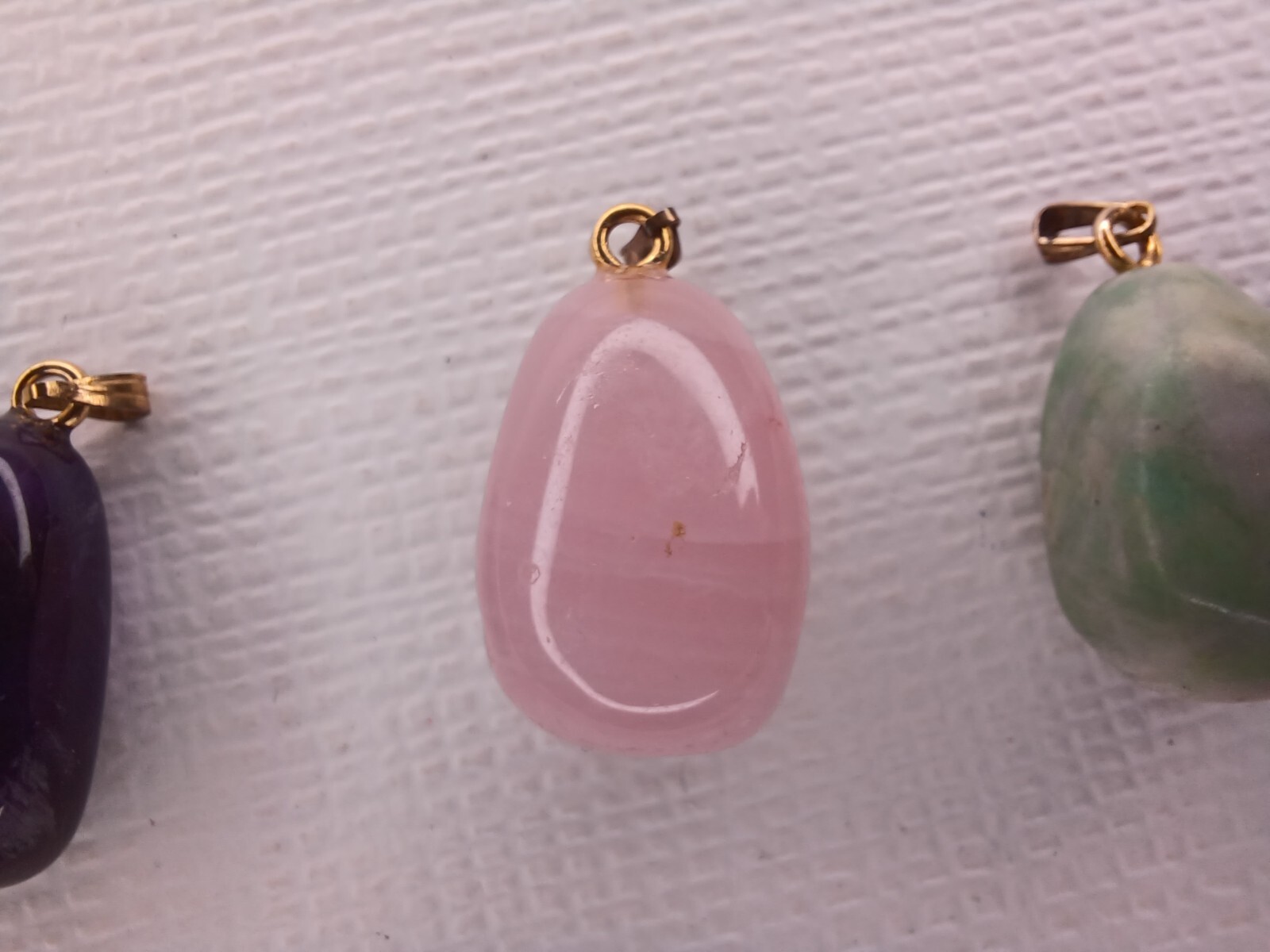 Gemstone Gold Tone Pendant Necklace 4 Interchangeable Gemstones