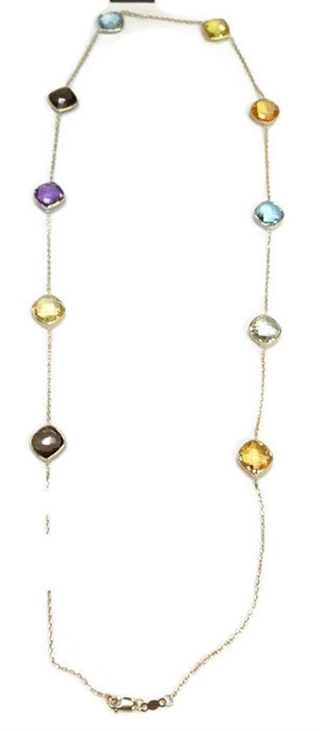 Sophia Fine Jewelry Multicolor Gemstones 24 Inches Necklace 14k Yellow Gold