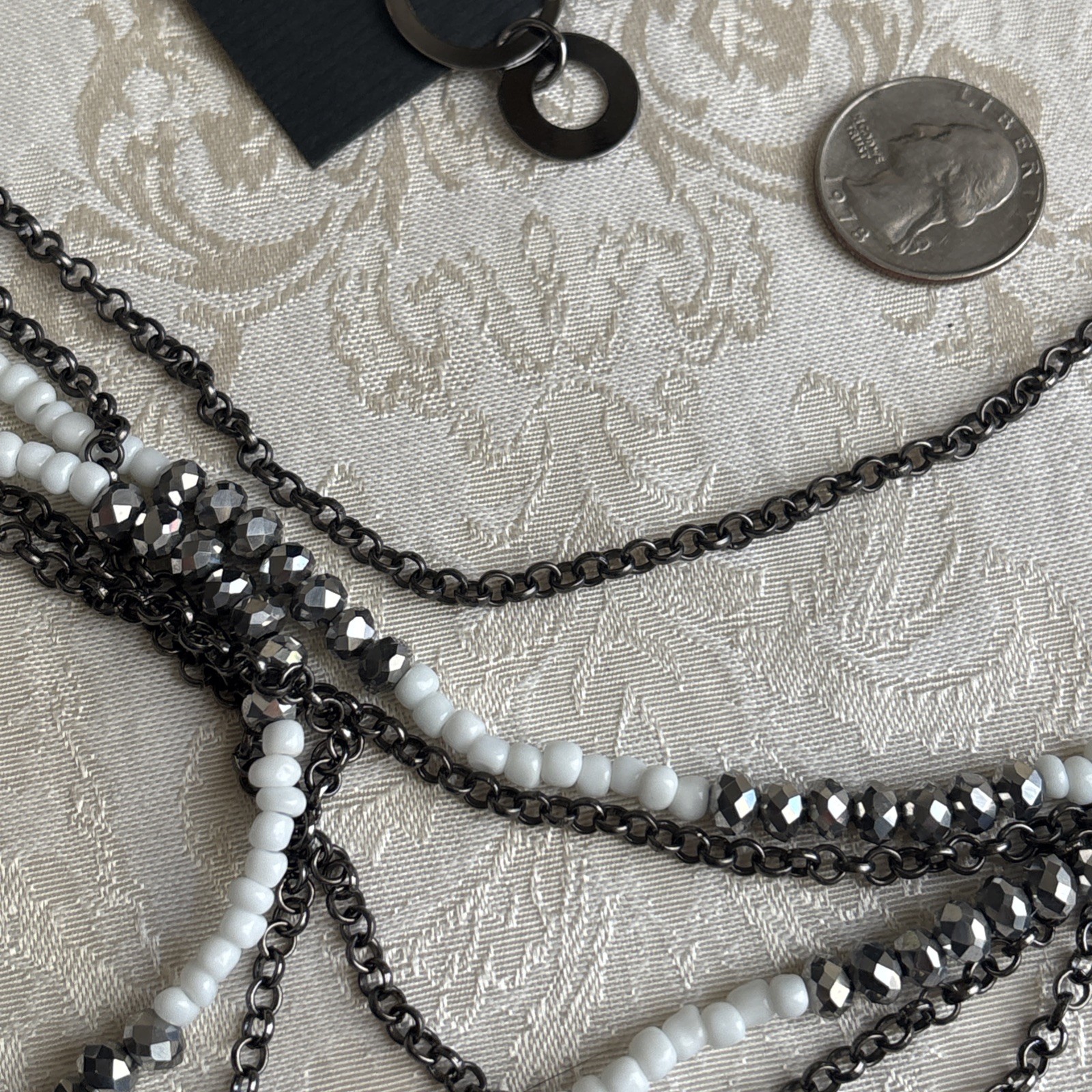 Park Lane Chic Earrings Hematite Tone Interlocking Circles & Unsigned Necklace