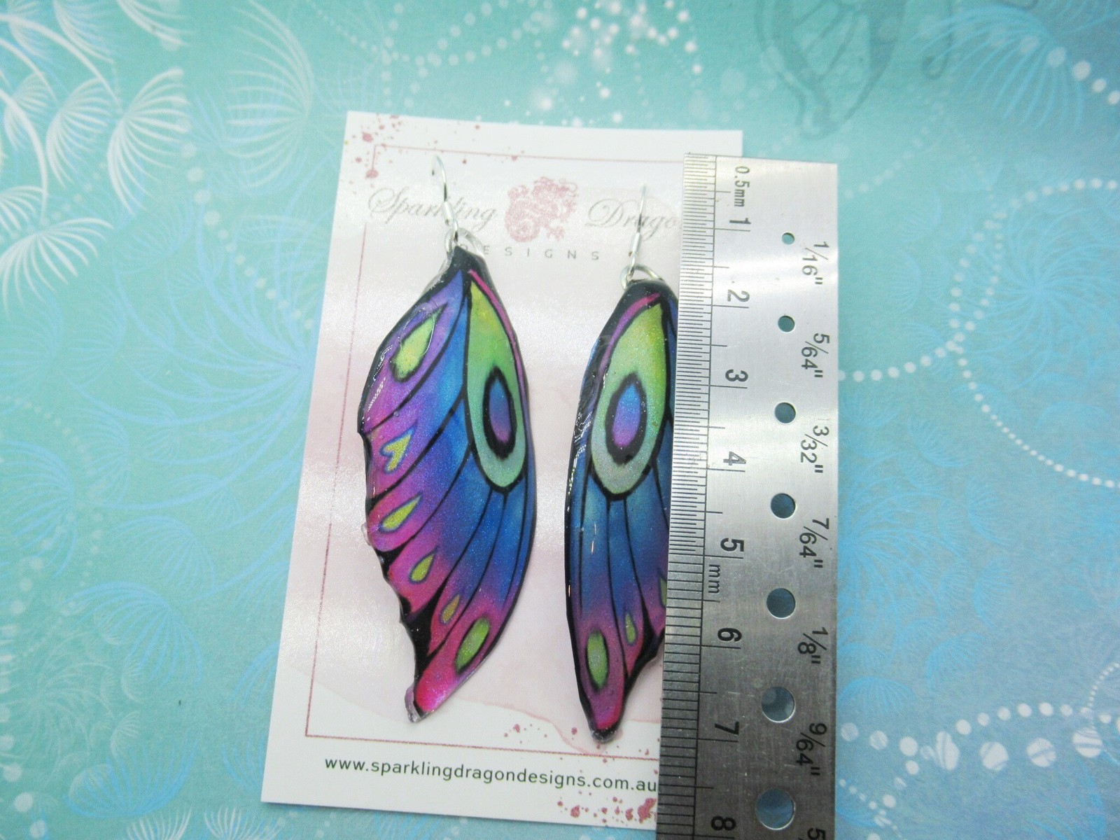 Butterfly Wing Earrings Blue Purple Green Fairy Jewellery, Fun Gift for her
