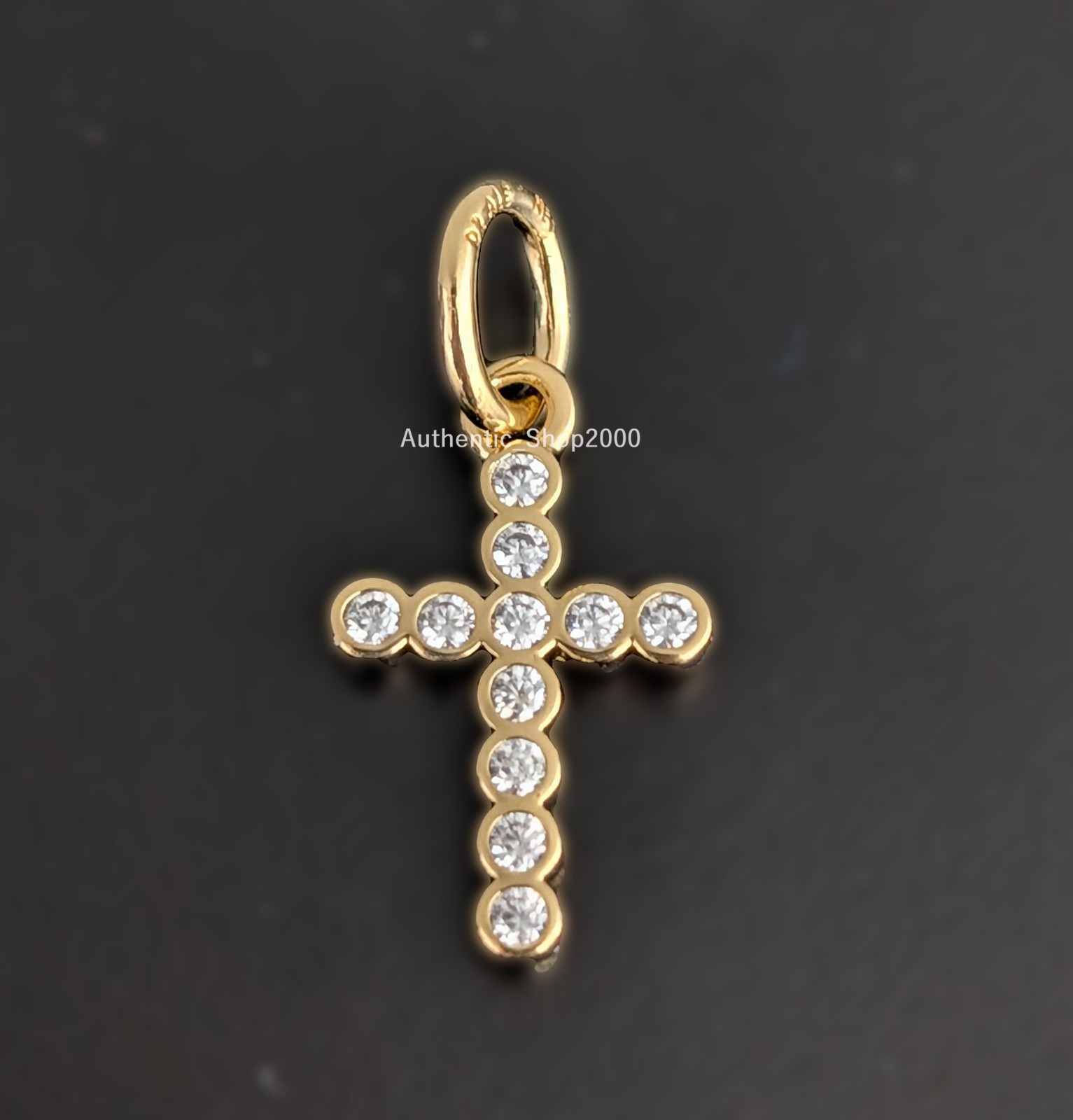 New 100% Authentic PANDORA 14k Gold P CZ Cross Dangle Charm Pendant 764063C01
