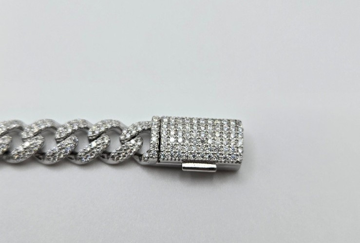 Real MOISSANITE Monaco Miami Cuban 8mm Bracelets, 925 Sterling Silver, Icey