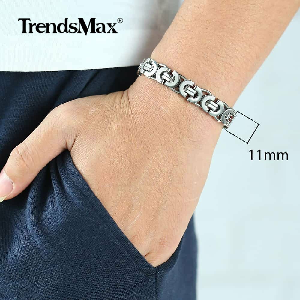 18-36″ 11mm Stainless Steel Flat Byzantine Link Chain Necklace or Bracelet 7-10″