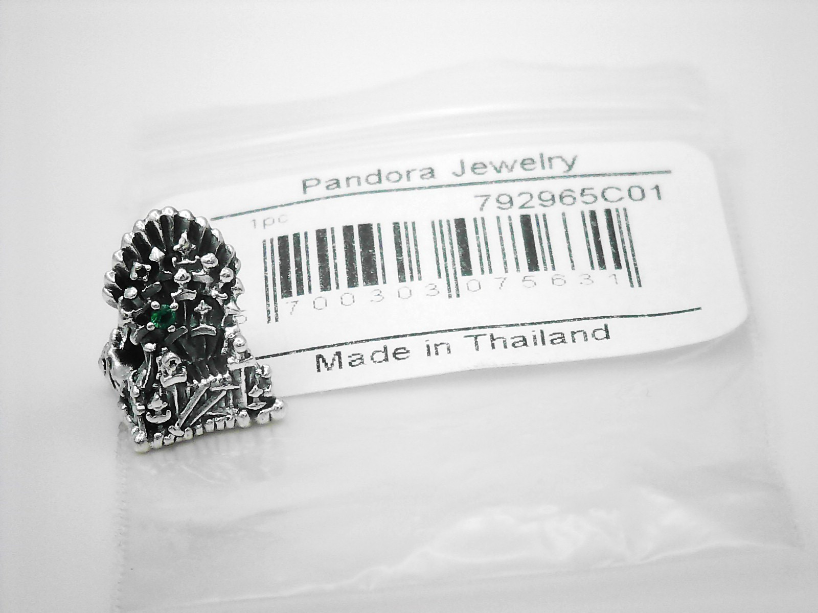 NEW! Authentic Pandora Game of Thrones Iron Throne Charm Green Crystal 792965C01