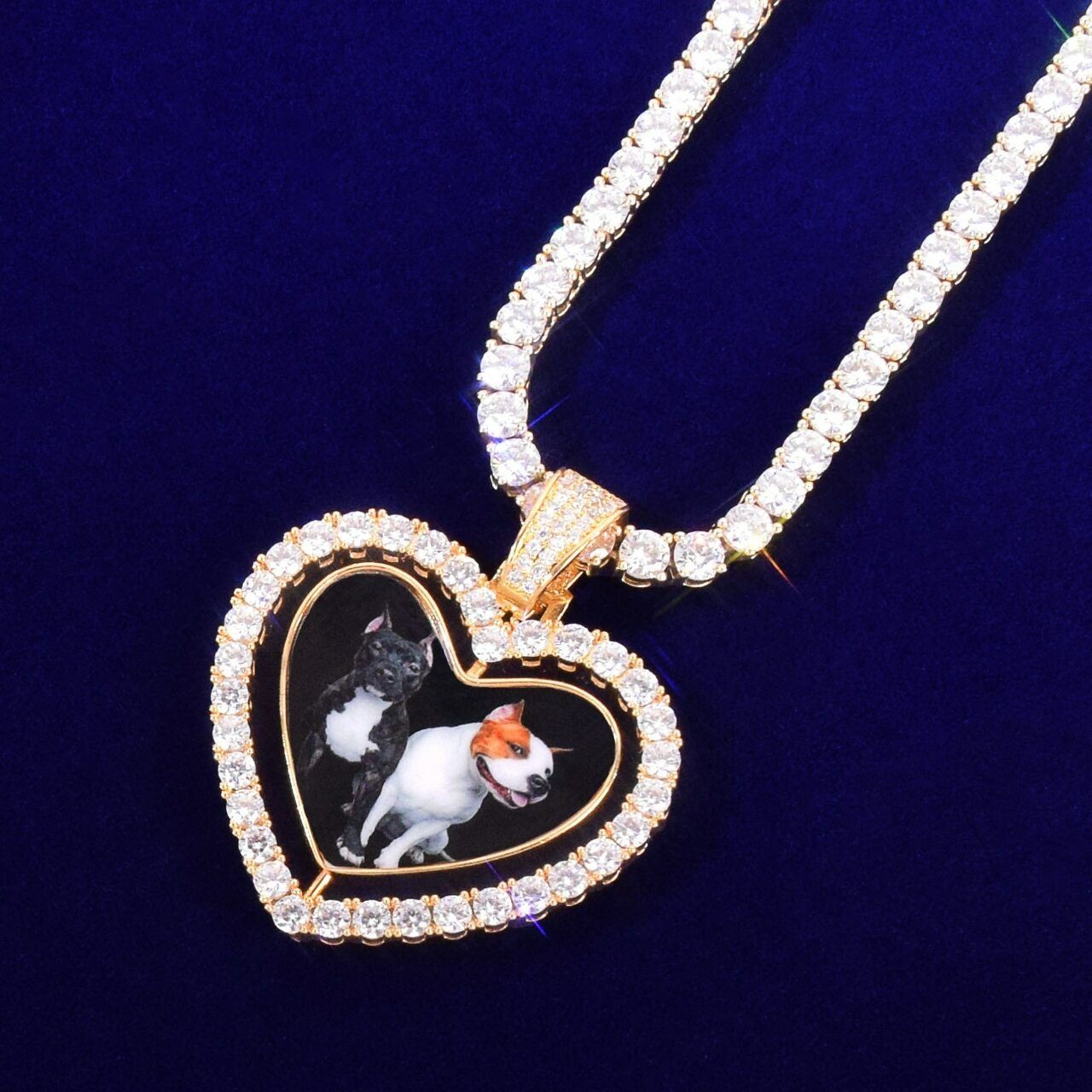 18k Silver Rose Gold Plated Custom Made Picture Double Sided Heart Necklace