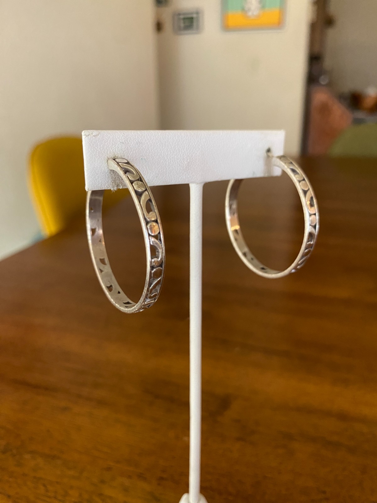 Brighton Contempo Large Hoop Earrings Silver Tone 1.5″ Long