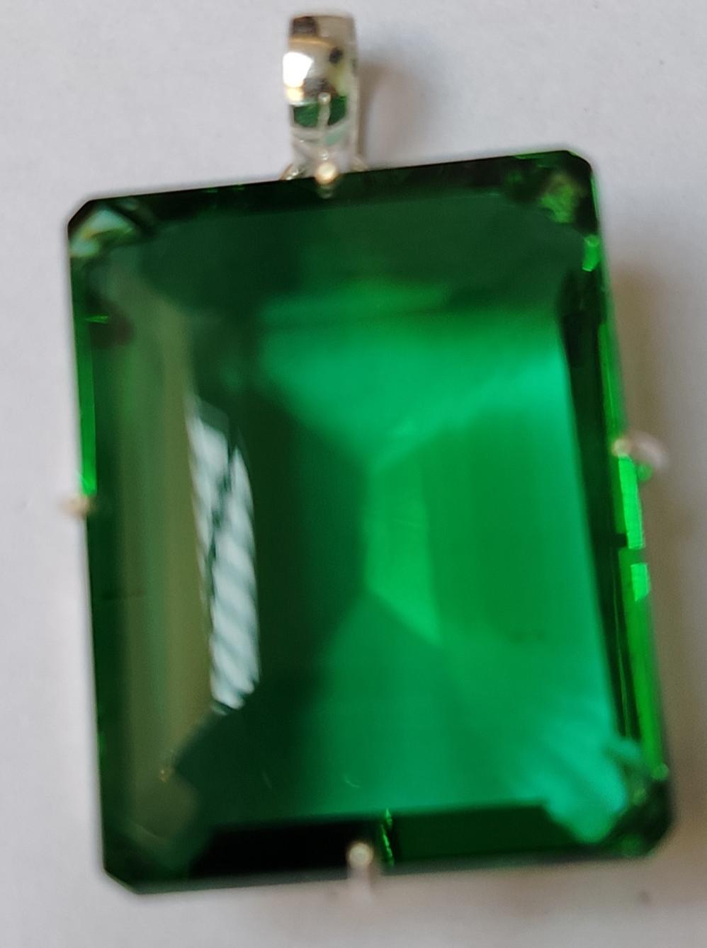 94.90 Ct. Emerald Cut Green Emerald Pendant 925 Silver Jewelry Gift 4 Christmas