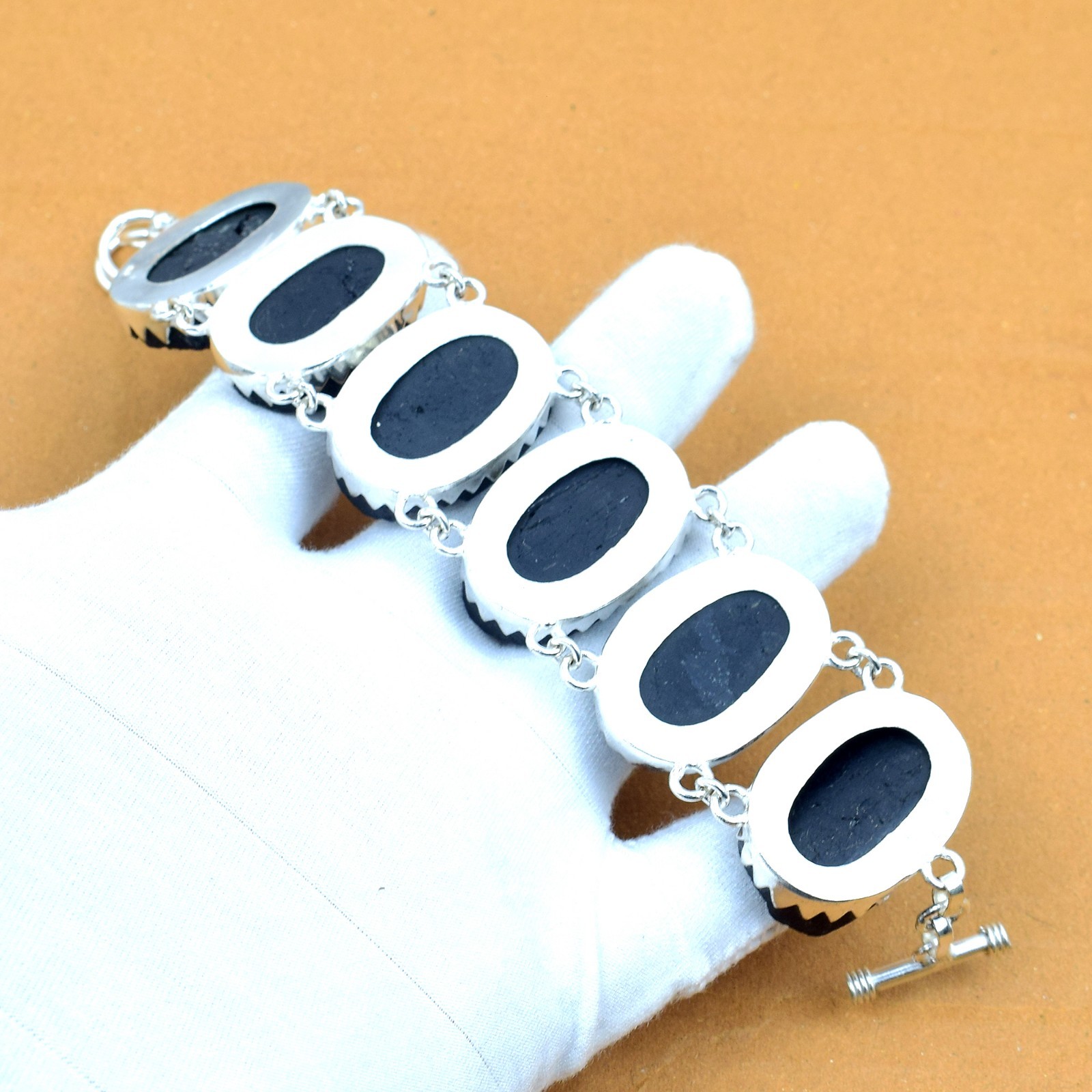 Black Tourmaline Gemstone 925 Sterling Silver Handmade Bracelet Gift For Her