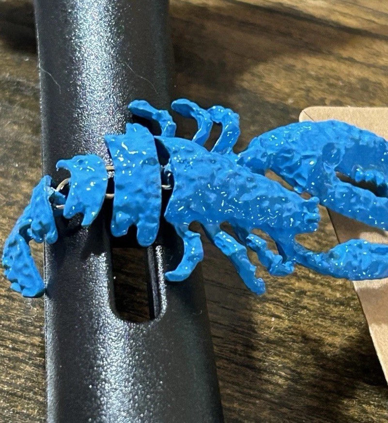 Blue Painted Alloy Lobster Earrings Tail Is Jointed Stud Drop Dangle