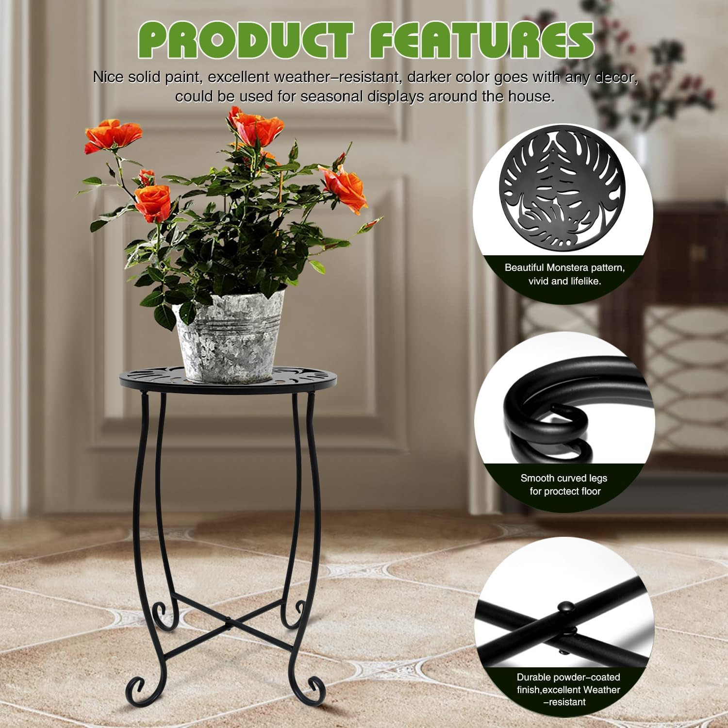 Side Tables for Small Space, Metal Outdoor Indoor round Side Table, Small End Ta