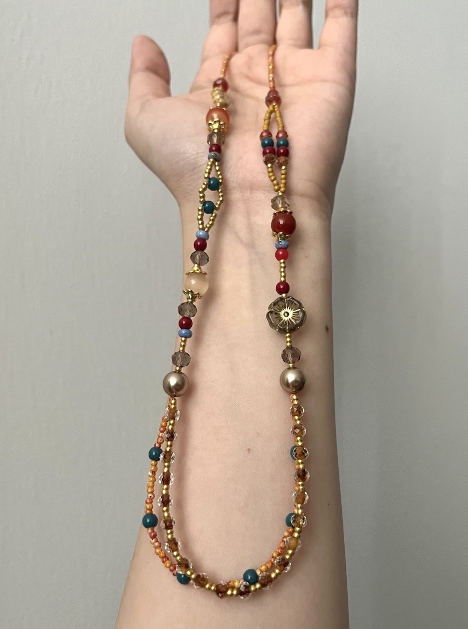 Multicolor Round Beaded Ball/Bead Chain Necklace Adjustable Lobster Clasp