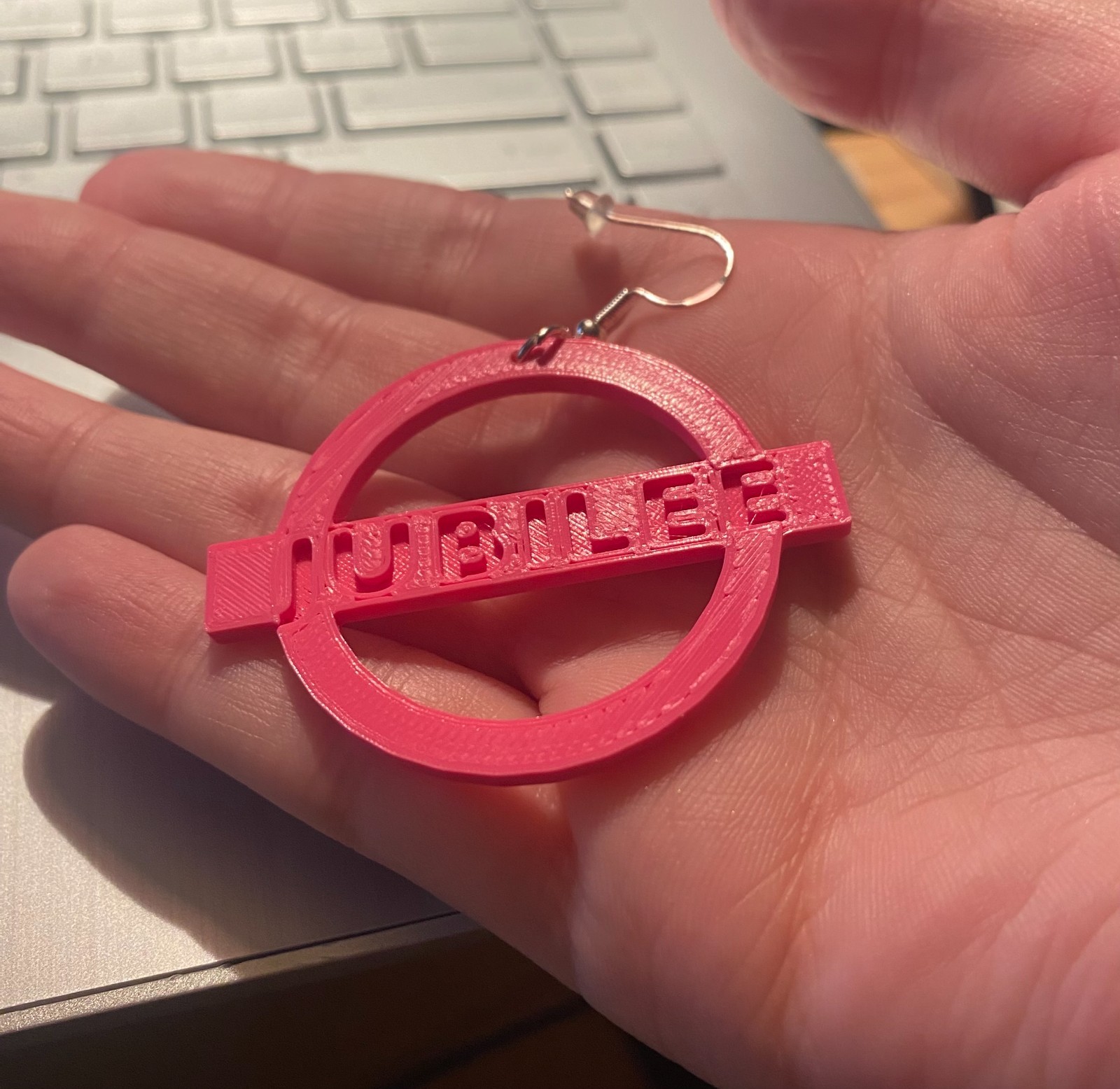 3D-printed earrings based on Jubilee from the X-Men franchise