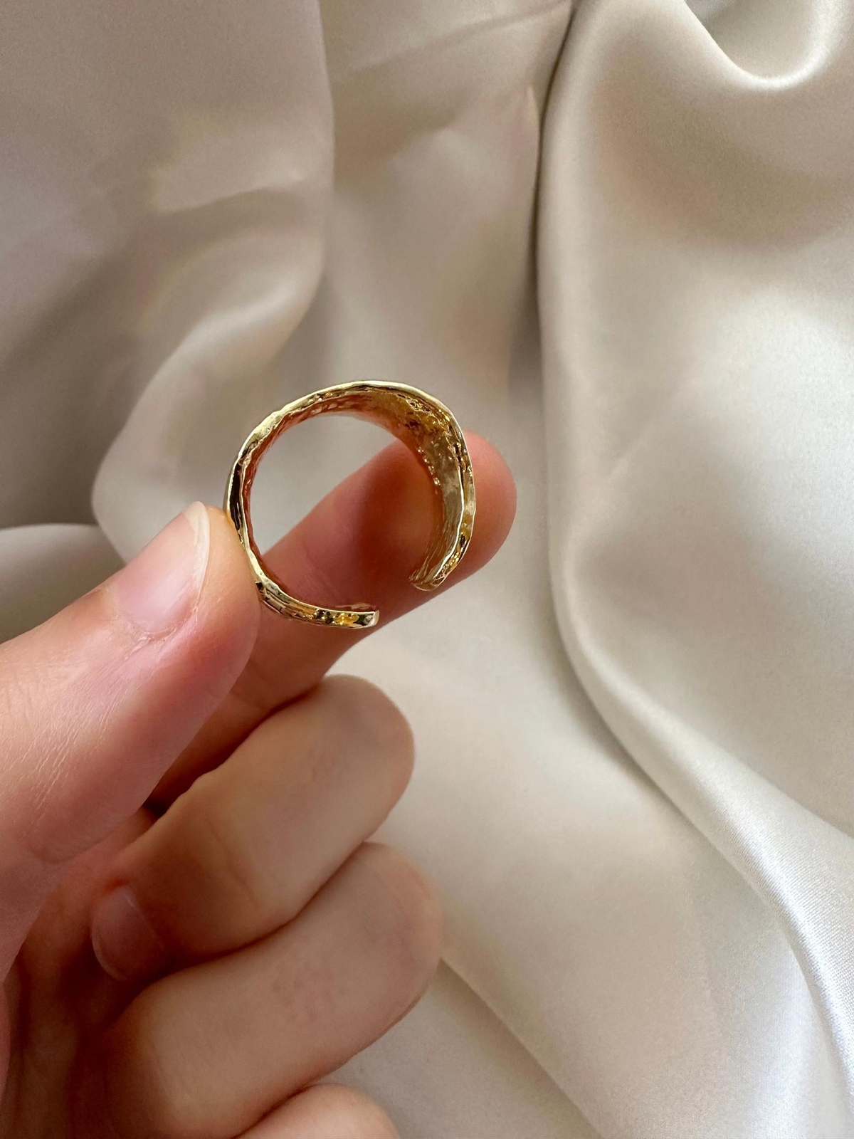 Gold Chunky Ring, Gold Hammered Ring, Stackable Adjustable Open Ring, Statement