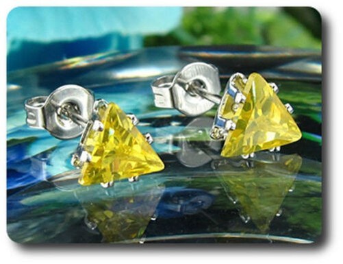 Earrings Topaz Yellow 0 3/32×0 1/4in Gold Plated White 18 K