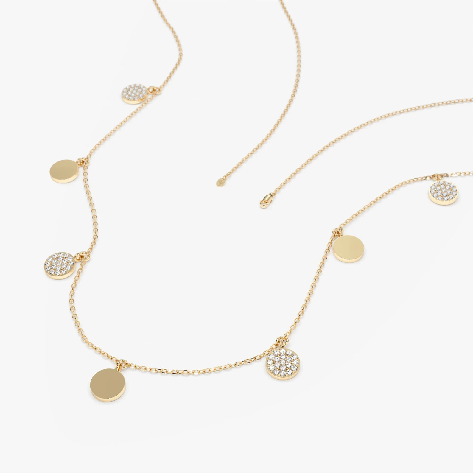Lab Grown 1.00 Ct Round Cut EF VS Diamond Multi Charm Necklace in 14K Solid Gold