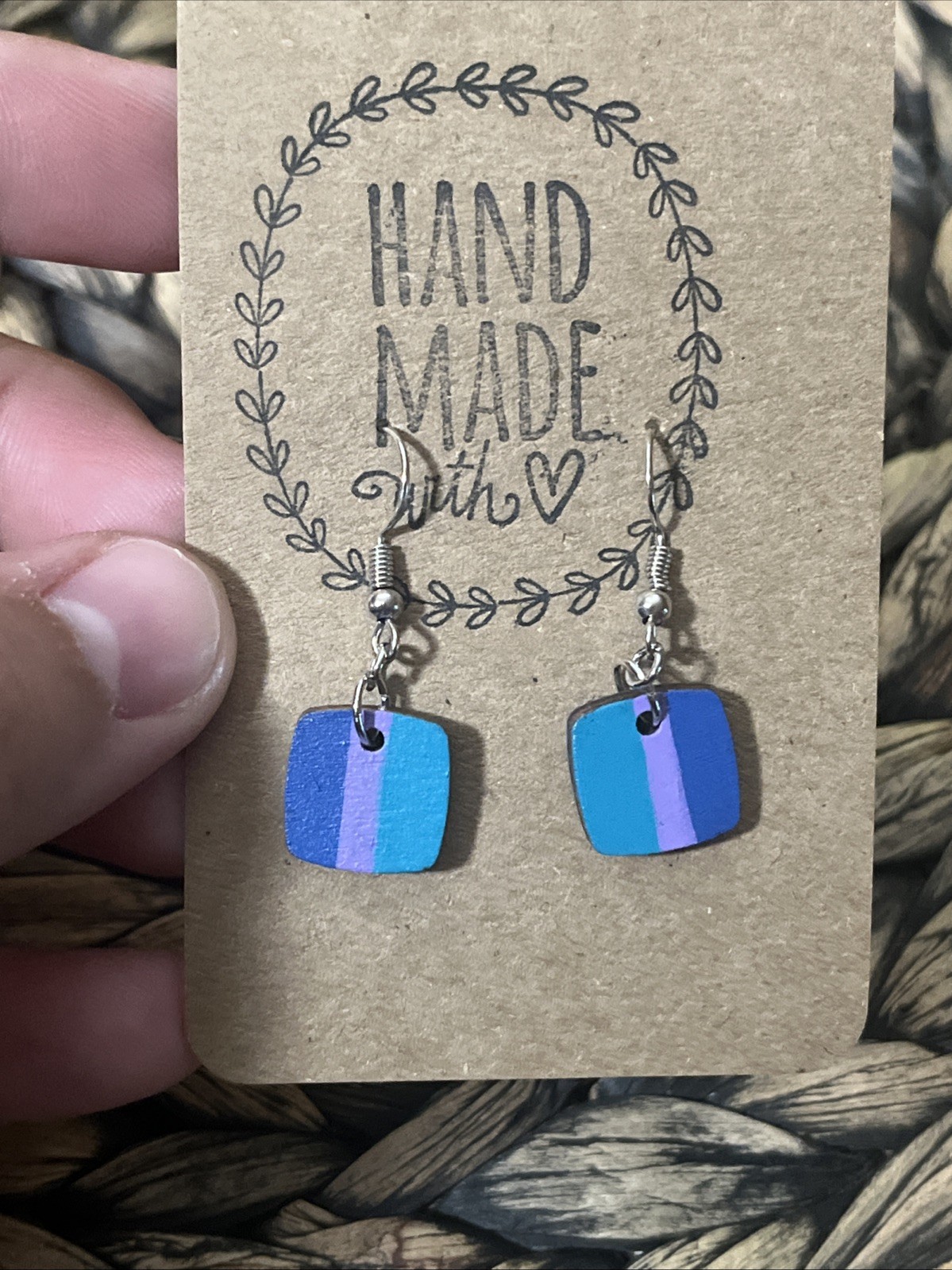 Small Earrings With Blue, Teal, And Purple