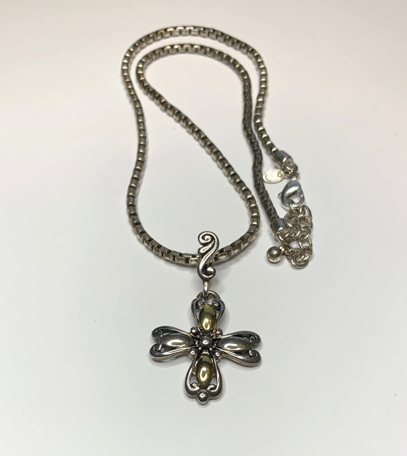 Premier Designs Deborah Silver and Gold Tone Cross Pendant Necklace
