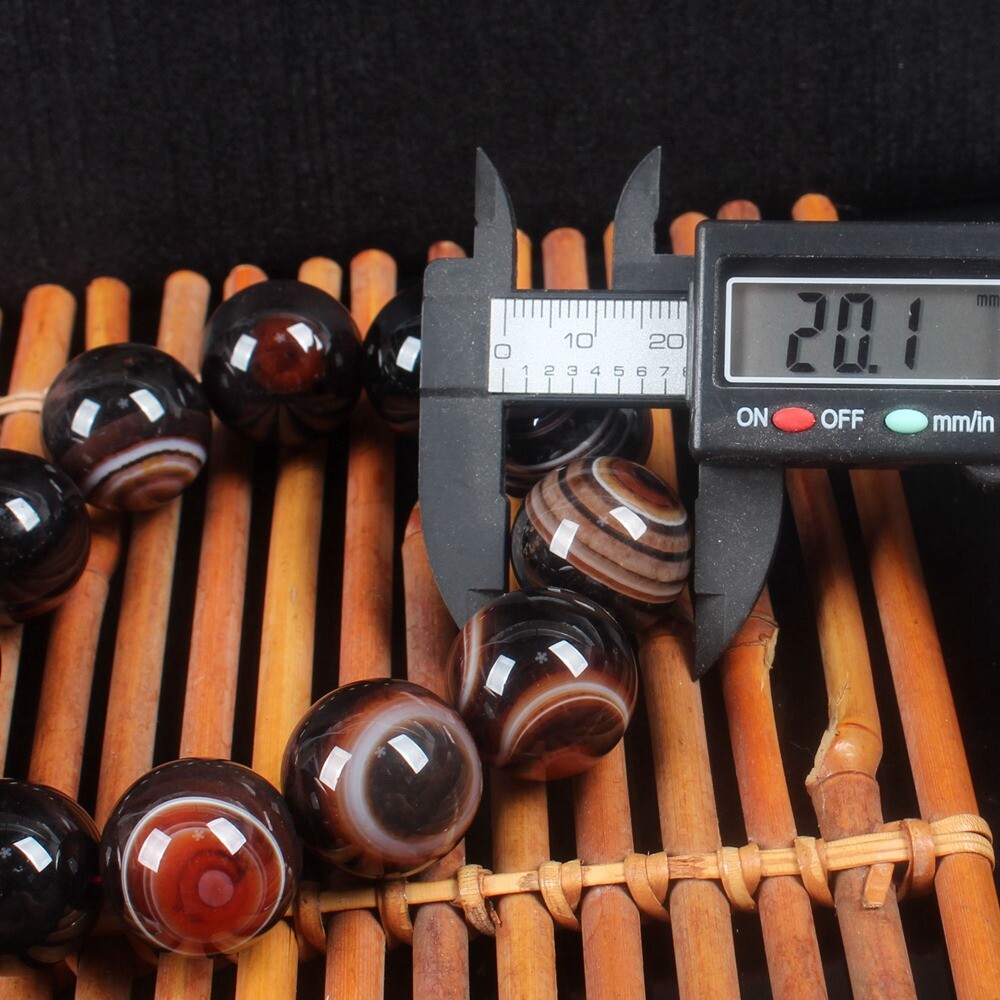 20mm Rare China Natural Agate Onyx Carved Buddha Beads Bracelet Bangle Wristlet