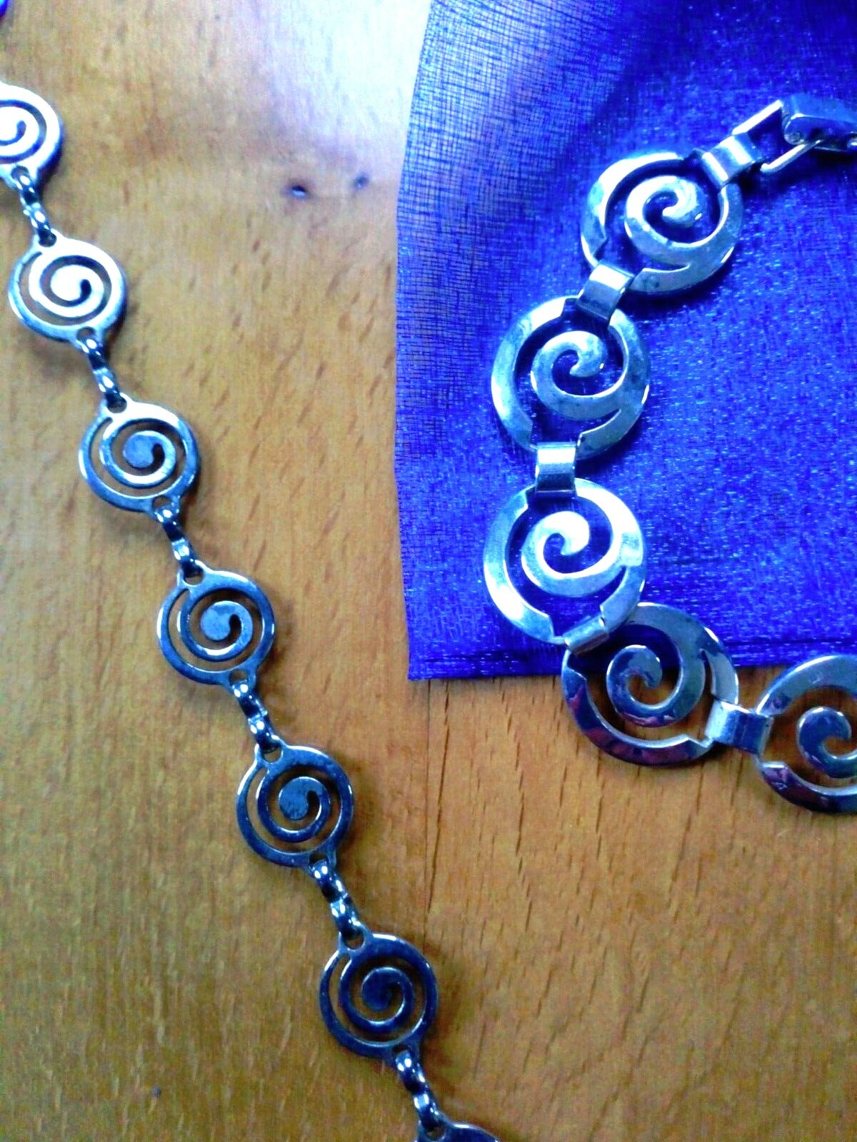 Necklace 30″ Bracelet 7,5″ Jewellery Set Silver Overlay in Gift Bag