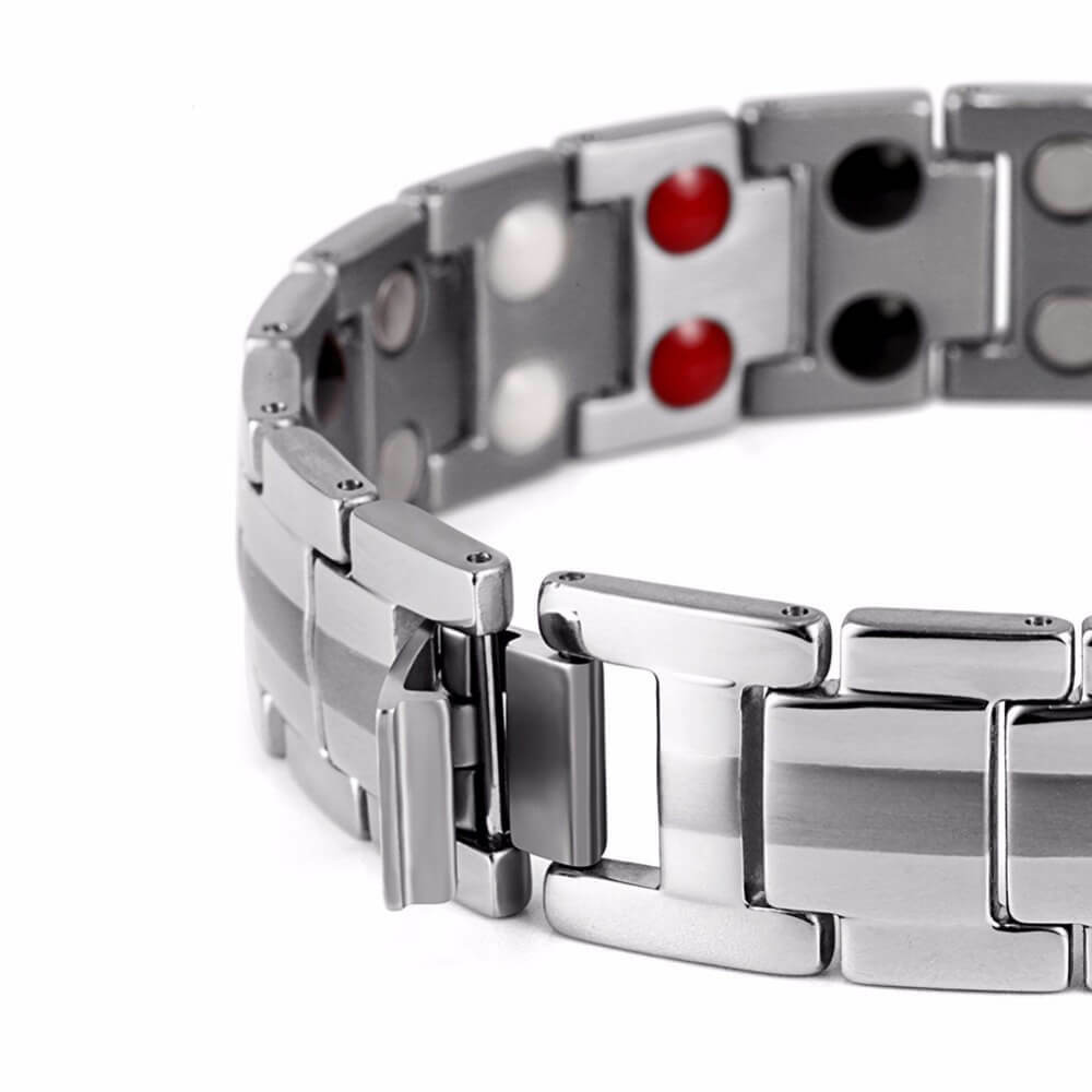 Silver Magnetic Bracelet Therapy Arthritis Pain Relief 4 Element Energy Stress