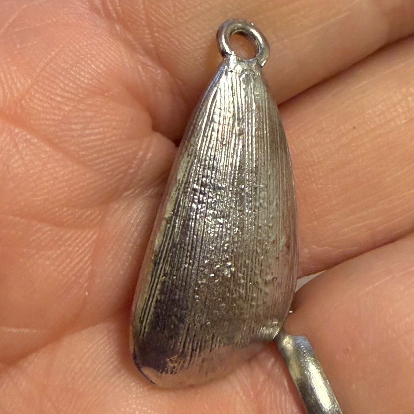 Silver Tone Smoky Grey Faceted Glass Teardrop Pendant Rhinestone Accent 1.25″