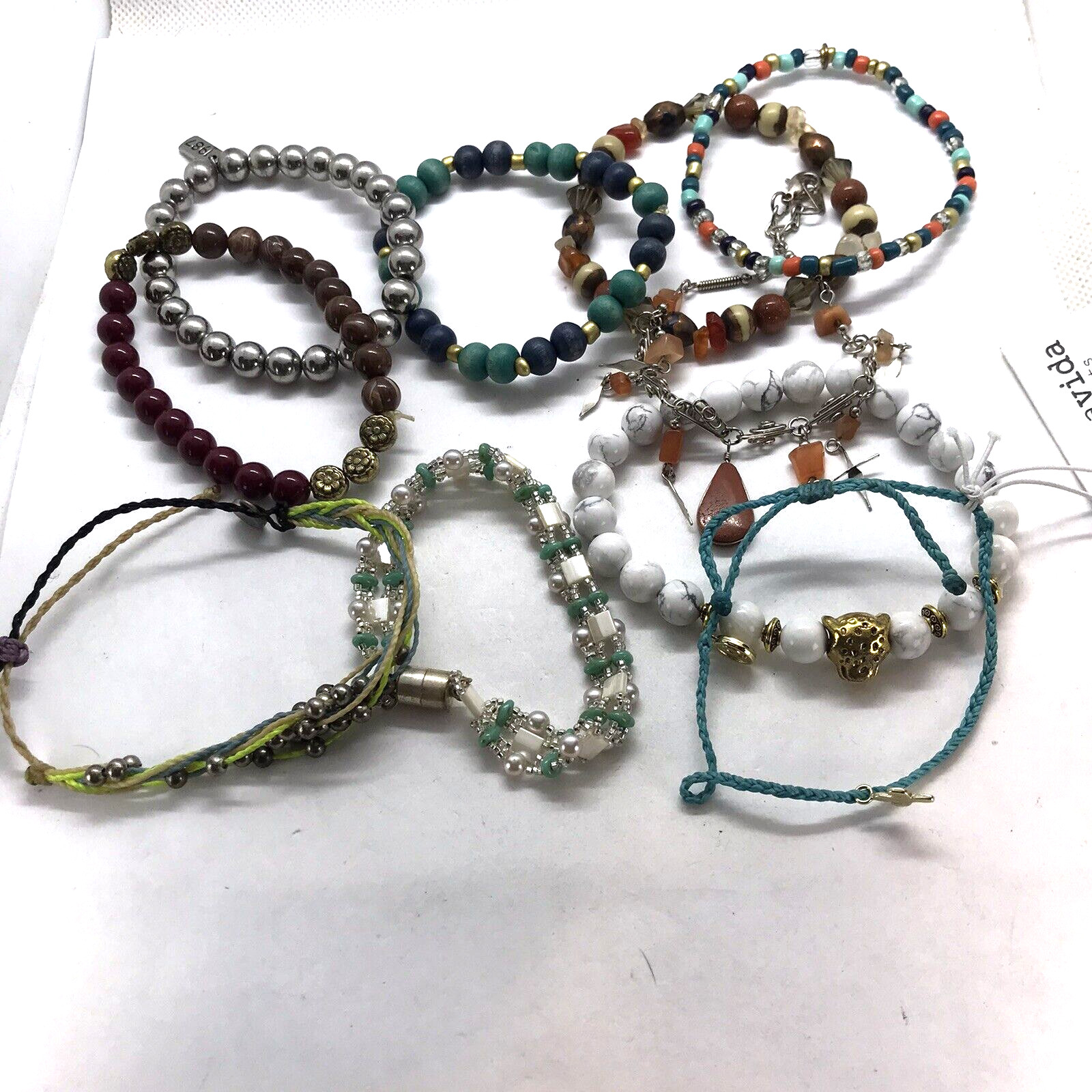 Bracelet Lot Bangles Bead Stretch mixed materials colorful Vtg to mod pure vida