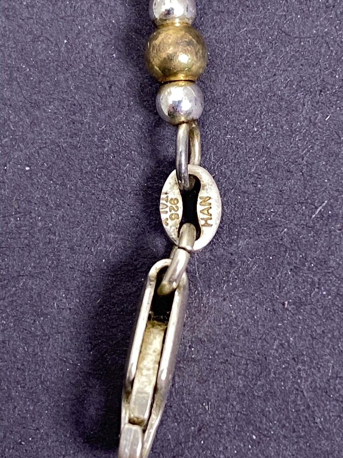 Vintage HAN 925 Italy Bracelet Red Green Blue Gold Ball Sterling Silver 6.75”