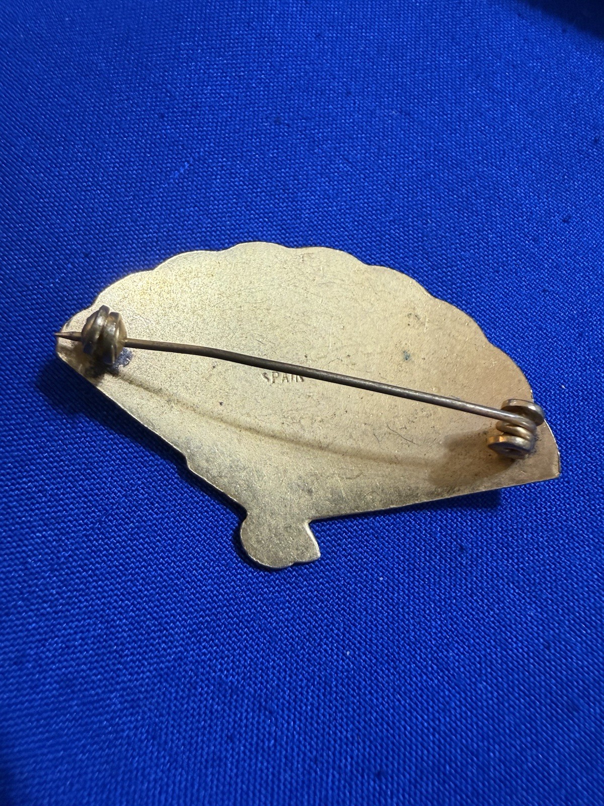 Vtg Spanish Enamel Articulated Fan Brooch Pin Pendant
