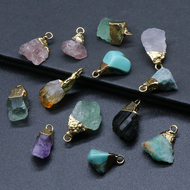 10pcs Mixed Natural Stone Crystal Freeform Pendant Agate Pendants Necklace