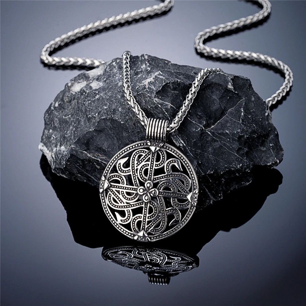 Vintage Hollow Viking Celtic Knot Cross Stainless Steel Pendant Necklace Norse R