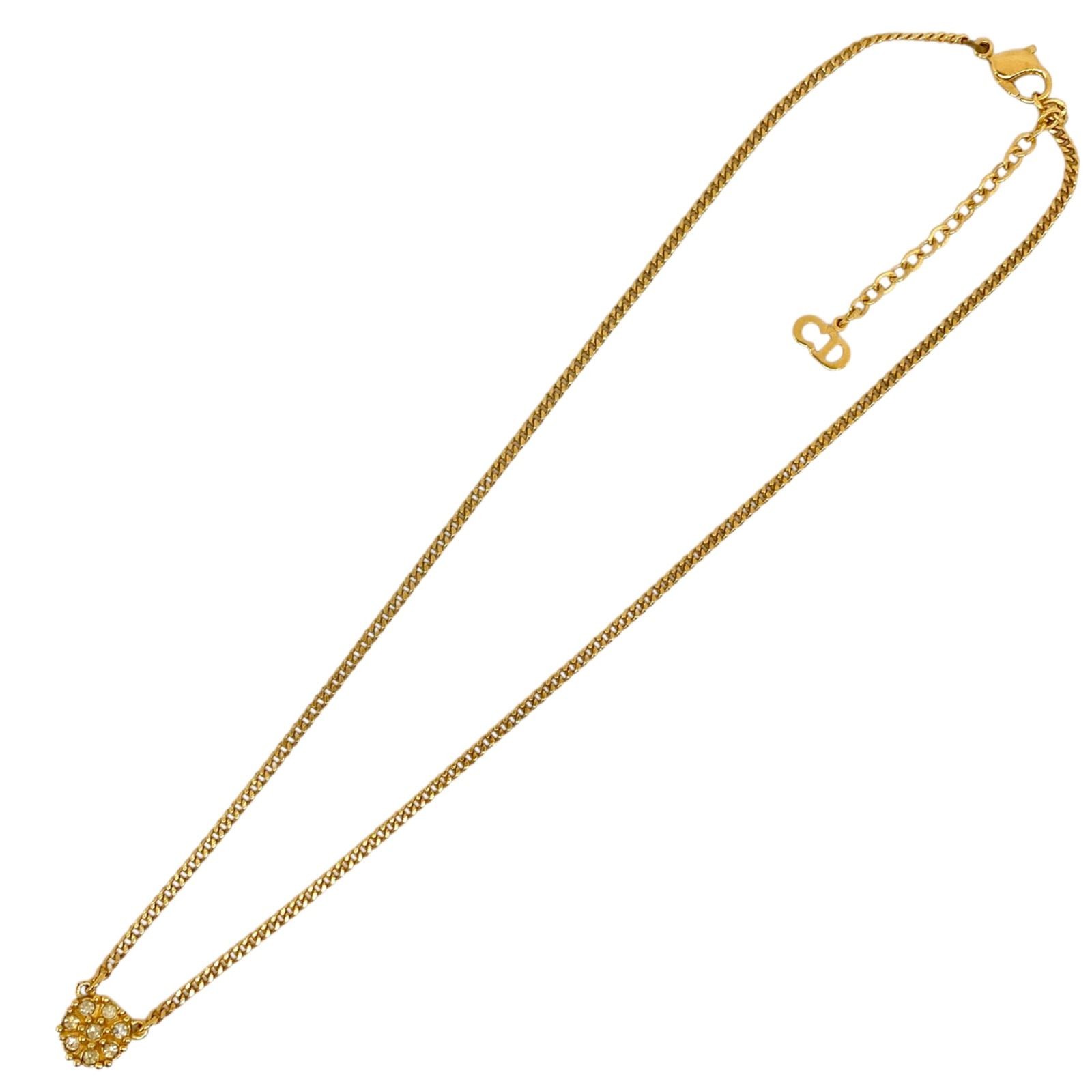 Christian Dior Necklace Gold 17.8in Adjustable 0.4in Top 0.4×0.4×0.1in
