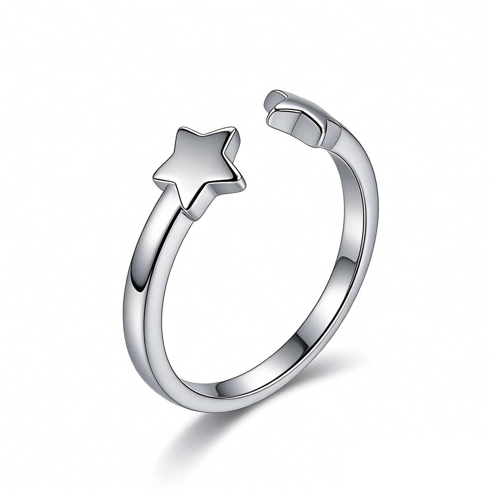Warm Fortune Adjustable Star Open Ring, 18K Gold Plated Stackable Promise Ring,